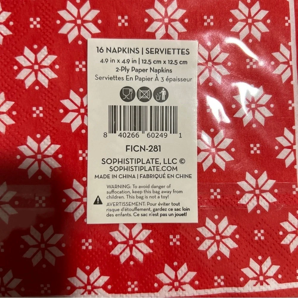 Sophisti Plate Sugar Plum Fairy Cocktail Napkins Guest Towels Fair Isle Xmas